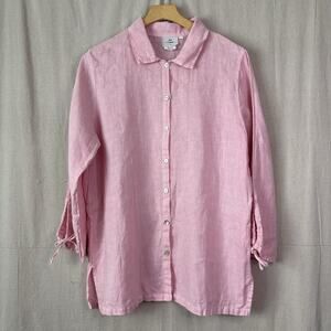 Hot Cotton Womens Lagenlook Boho Beach Marc Ware Linen Shirt Size M  Scandi Chic